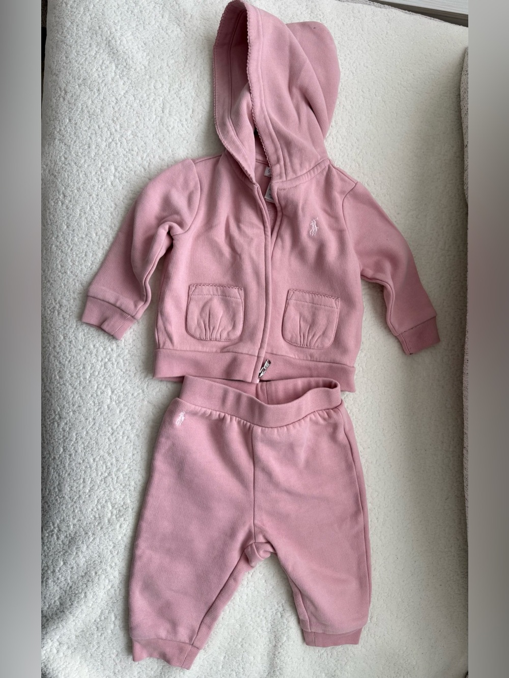 Ralph Lauren Soft Pink Hooded Zip Sweatshirt with Matching Joggers